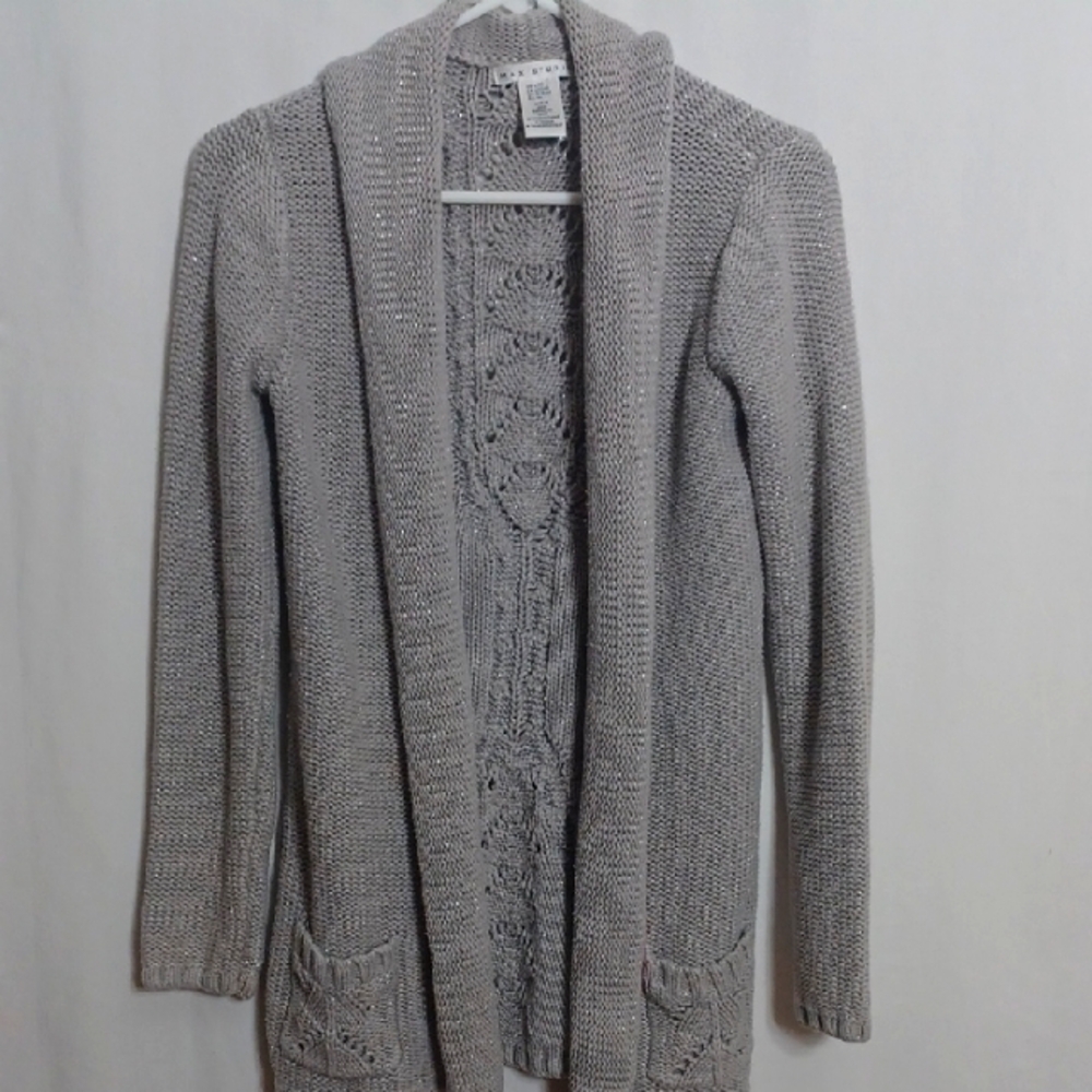 Max Studio Light Gray Knit Cardigan Size Large 14